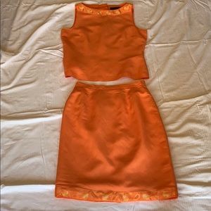 Vintage 2 piece linen blouse and skirt set